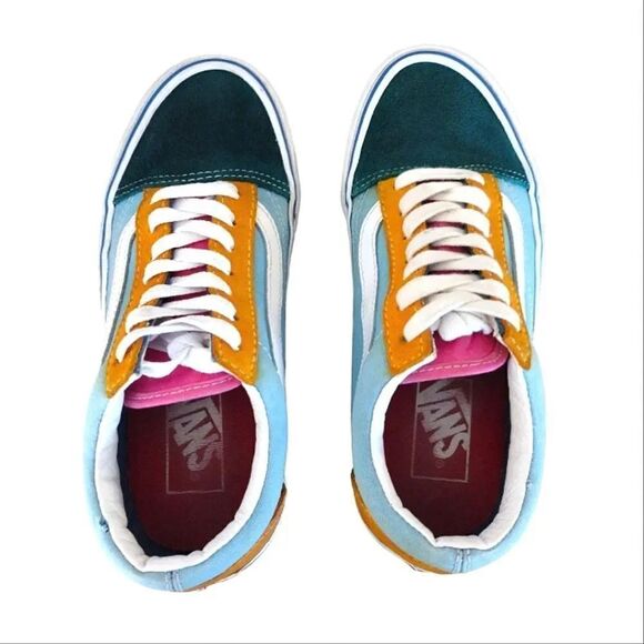 VANS Old Skool Blue Colorblock Suede Canvas Skate Sneakers W6 Y4.5 - Picture 14 of 16